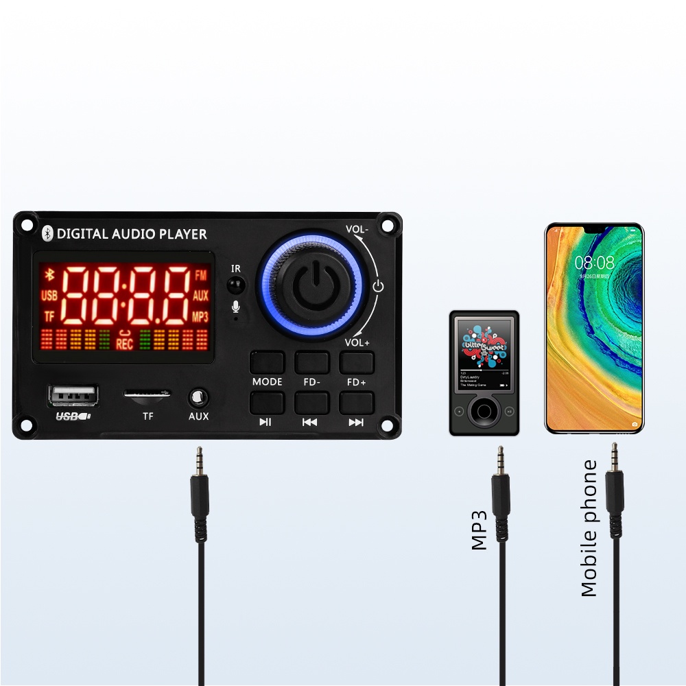 Bảng mạch giải mã MP3 WMA Bluetooth không dây 12V cho USB/ TF/đài/ dùng trên ô tô