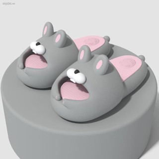 Dép bánh mì nữ thỏ đế mềm chống trơn trượt hoạt hình dễ thương, dép quai ngang nữ ulzzang đế cao