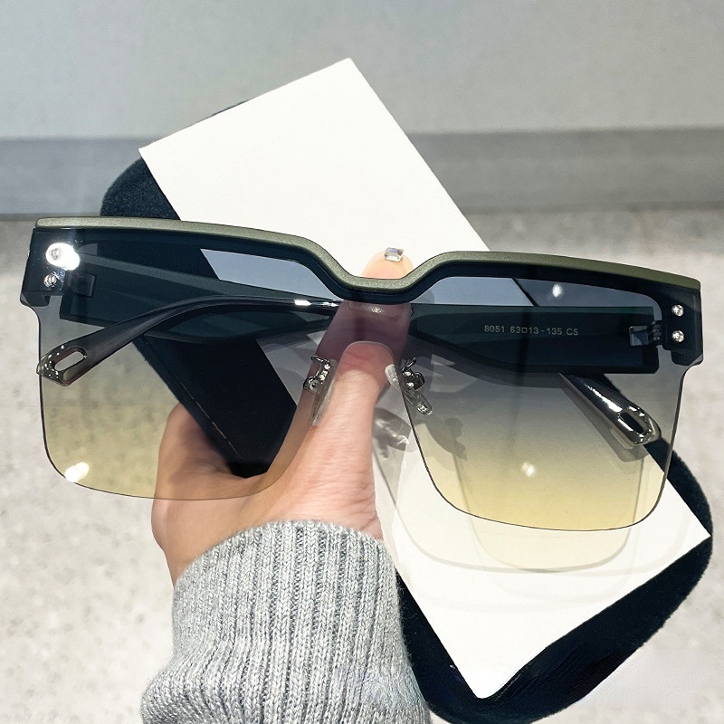 Kính Mát Một Nửa Gọng Chống Tia UV Phong Cách Âu Mỹ Thời Trang Mới Cho Nữ