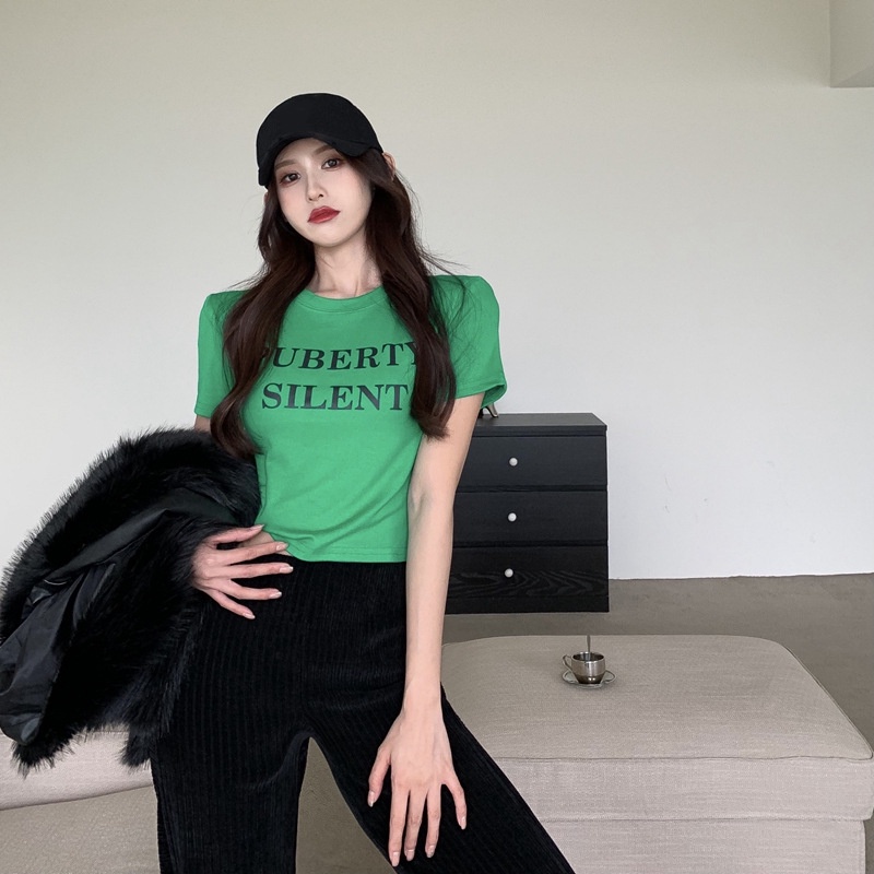 NRVP Áo Thun NgắN Tay DáNg Ôm ThờI Trang Cho Nữ