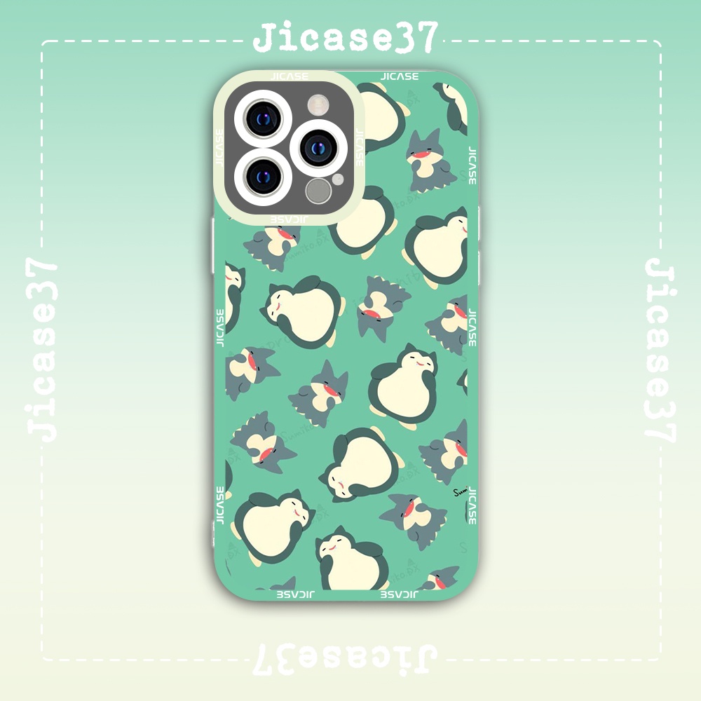 Ốp lưng iphone cạnh vuông Jicase JMcase Snorlax Collage Pokemon Anime Manga Cute x/xs/11/12/pro/max/plus/promax