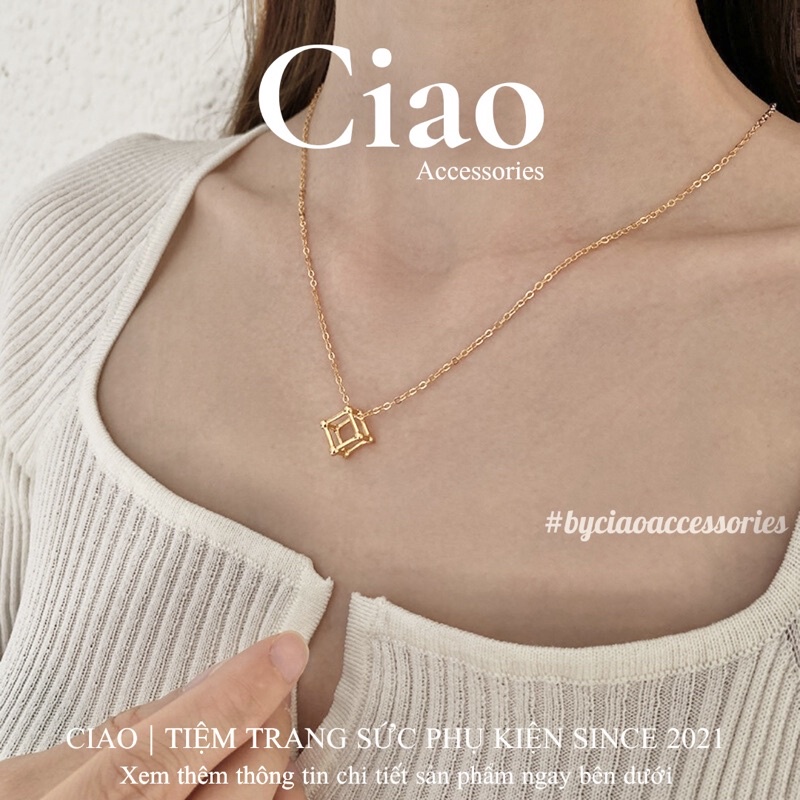 [HOẢ TỐC 1H] Dây chuyền/ Vòng cổ mạ bạc S925 thiết kế charm hình khối Sphere Ciao