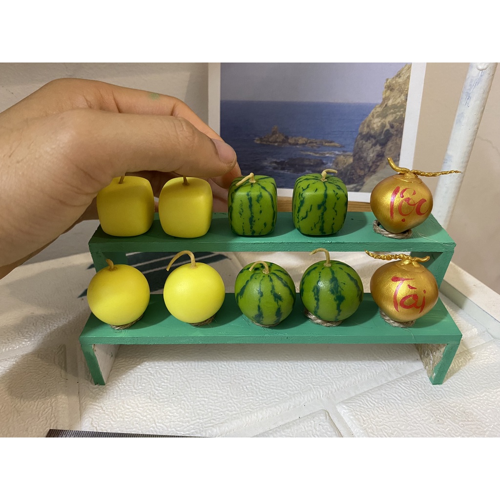 Mô hình trái dưa hấu, dưa hấu vuông cho nhà búp bê từ đất sét, tỉ lệ 1/6, 1/8