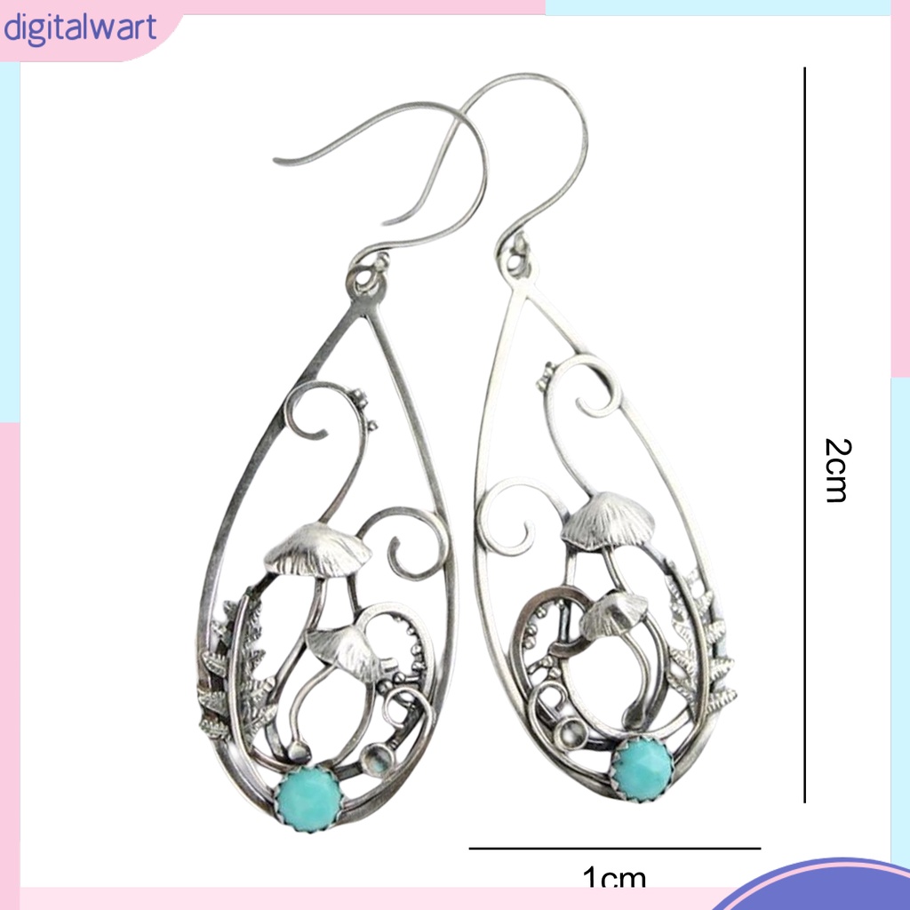 1 Đôi Bông Tai Hình Nấm Đính Đá Ngọc Lam Giả Phong Cách Retro Dành Cho Nữ