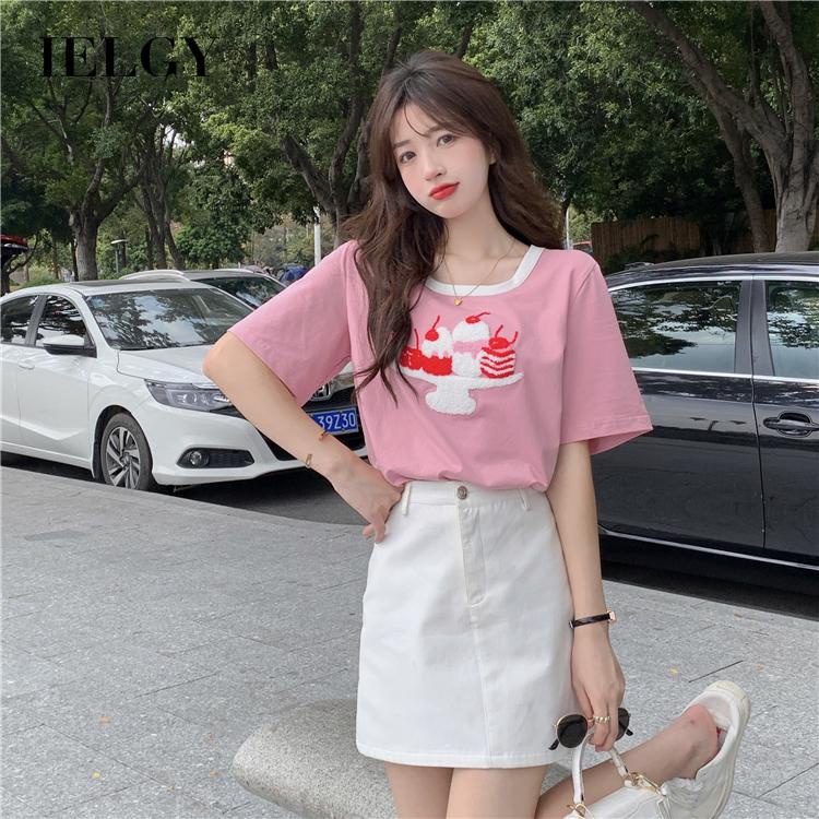 IELGYÁo Thun Tay Ngắn In Hình Dễ Thương Thời Trang Dành Cho Nữ