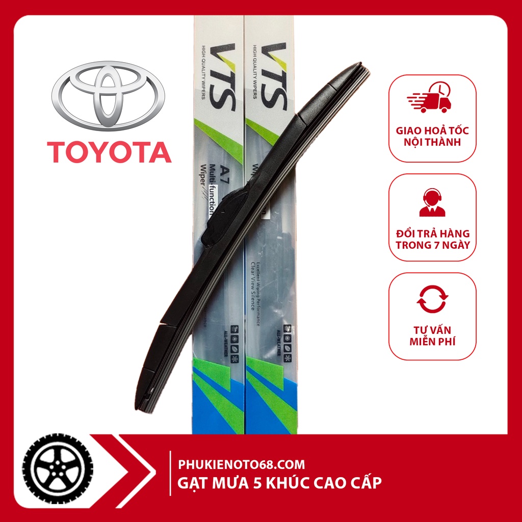 Gạt mưa 5 KHÚC xe oto, xe hơi Toyota Vios, Avanza, Hiace, Camry, Zace, Rush, Yaris, Wigo, Innova, Fortuner...