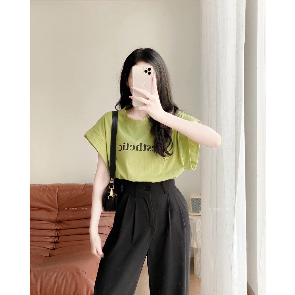 Áo Sát Nách Nữ MYAN Chữ "Aesthetic" Cổ Tròn Màu Trắng, đen, vàng, hồng tím, xanh lá, đỏ cam A032234
