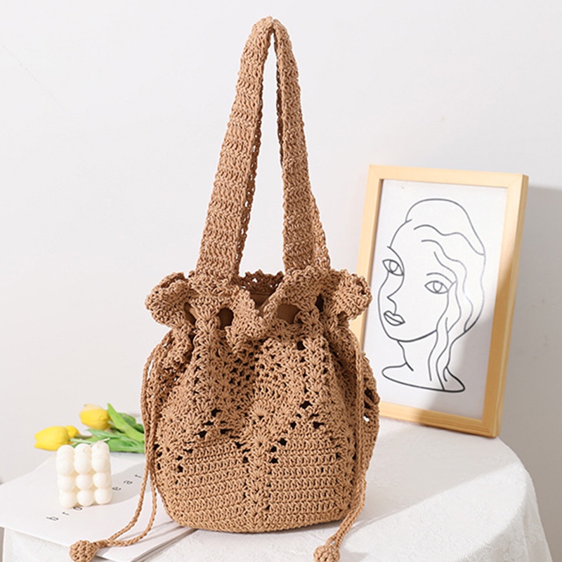 Túi Xách bucket Đan Rơm Thời Trang Cho Nữ