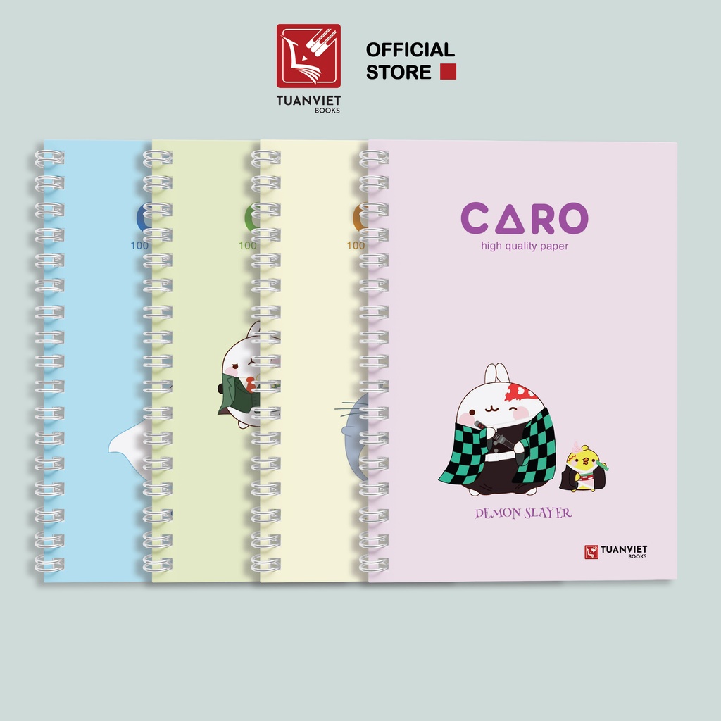 Sổ tay caro lò xo B5 TUANVIET BOOKS 200 trang, chủ đẻ Molang phù hợp ghi chép, nhật ký