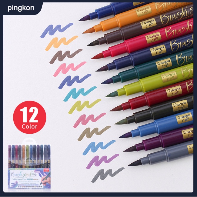 Set 12 Bút Lông Mềm Dùng Vẽ Phác Thảo Viết Thư Pháp