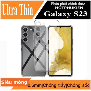 Ốp lưng silicon dẻo trong suốt mỏng 0.6mm cho Samsung Galaxy S23 / S23 Plus / S23 Ultra hiệu Ultra Thin - HPK Phân Phối