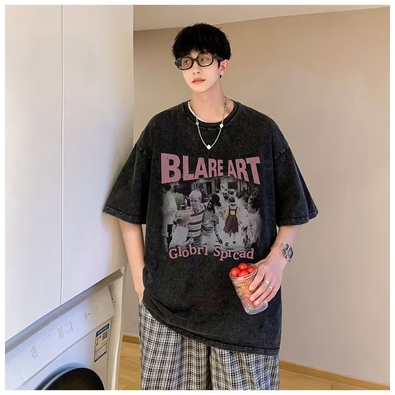 Áo Thun Tay Ngắn Cổ Tròn Dáng Rộng Thời Trang Mùa Hè 2023 Cho Nam