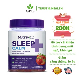 Kẹo Dẻo Hỗ Trợ Giấc Ngủ, Giảm Căng Thẳng Natrol Sleep + Calm Gummy Strawberry (60 viên/lọ)
