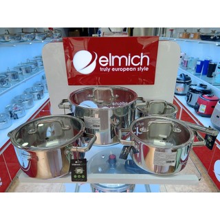 Bộ nồi inox liền khối elmich trimax eco el-8005 size 18, 20, 26, quánh 16cm