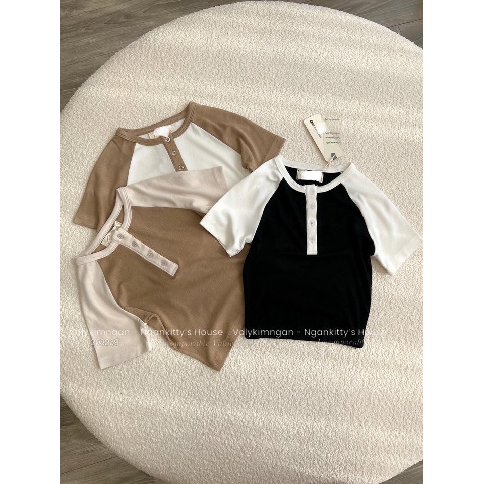 Áo cr.op màu phối tay trụ nút