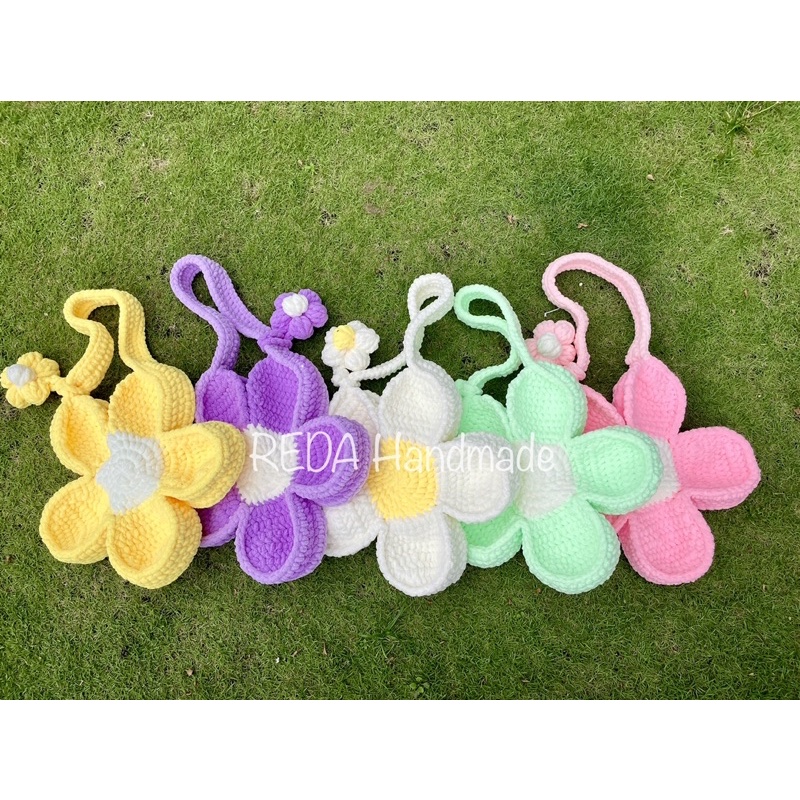 TÚI HOA LEN 5 cánh Handmade, túi hoa len BLOOMBAG