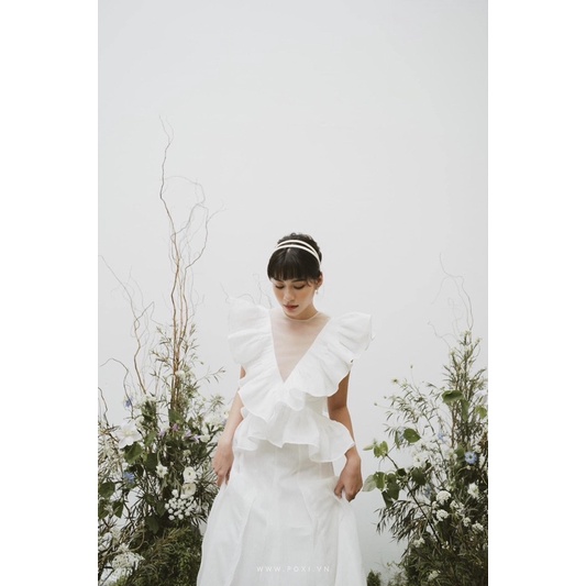 POXI - Đầm cưới cánh tiên cách điệu, tùng váy xoè đuôi cá - Size S
