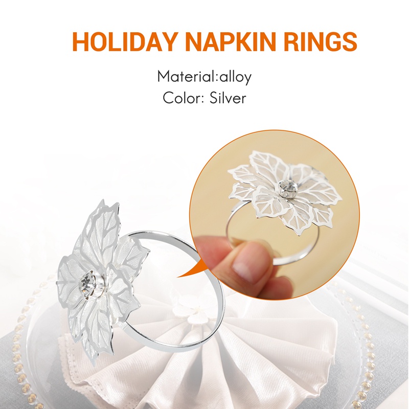12 chiếc Nhẫn khăn ăn bằng kim loại hoa 3D Người giữ khăn ăn tối Nhẫn cưới để trang trí bàn tiệc , Đám cưới , Bữa tối , Bữa tiệc , Trang trí tự làm