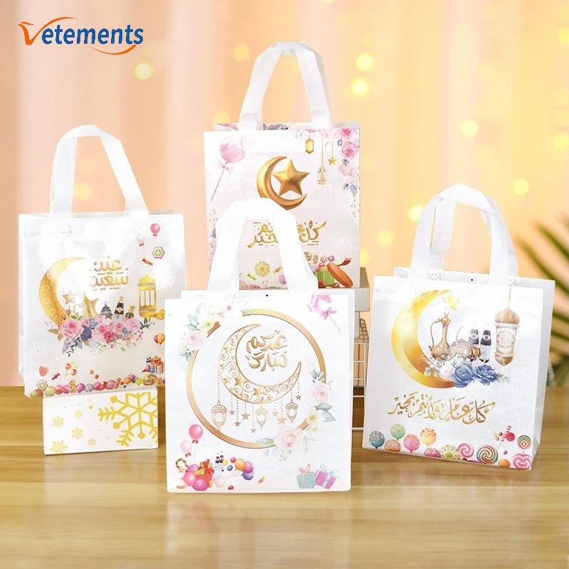 Eid Mubarak Túi Xách Vải Không Dệt In Hình Trăng Sao Phong Cách Hồi Giáo Làm Quà Tặng Lễ Hội
