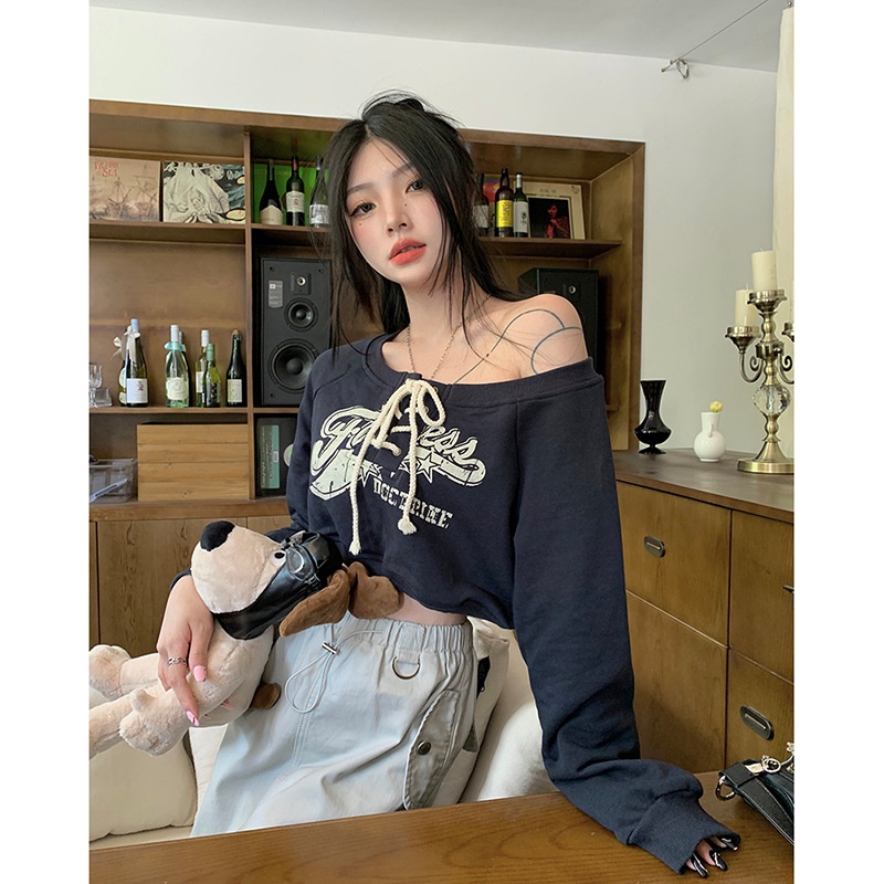 Áo Thun Nữ Dài Tay Cổ Tròn Cột Dây Eo Thời Trang