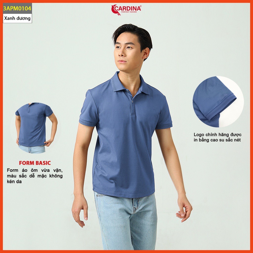 Áo Polo Nam 𝐂𝐀𝐑𝐃𝐈𝐍𝐀 Cao Cấp Chất Cotton Mỹ Áo Thun Cổ Bẻ Cộc Tay Mềm Mại Trẻ Trung Siêu Mát Khử Mùi 3APM01