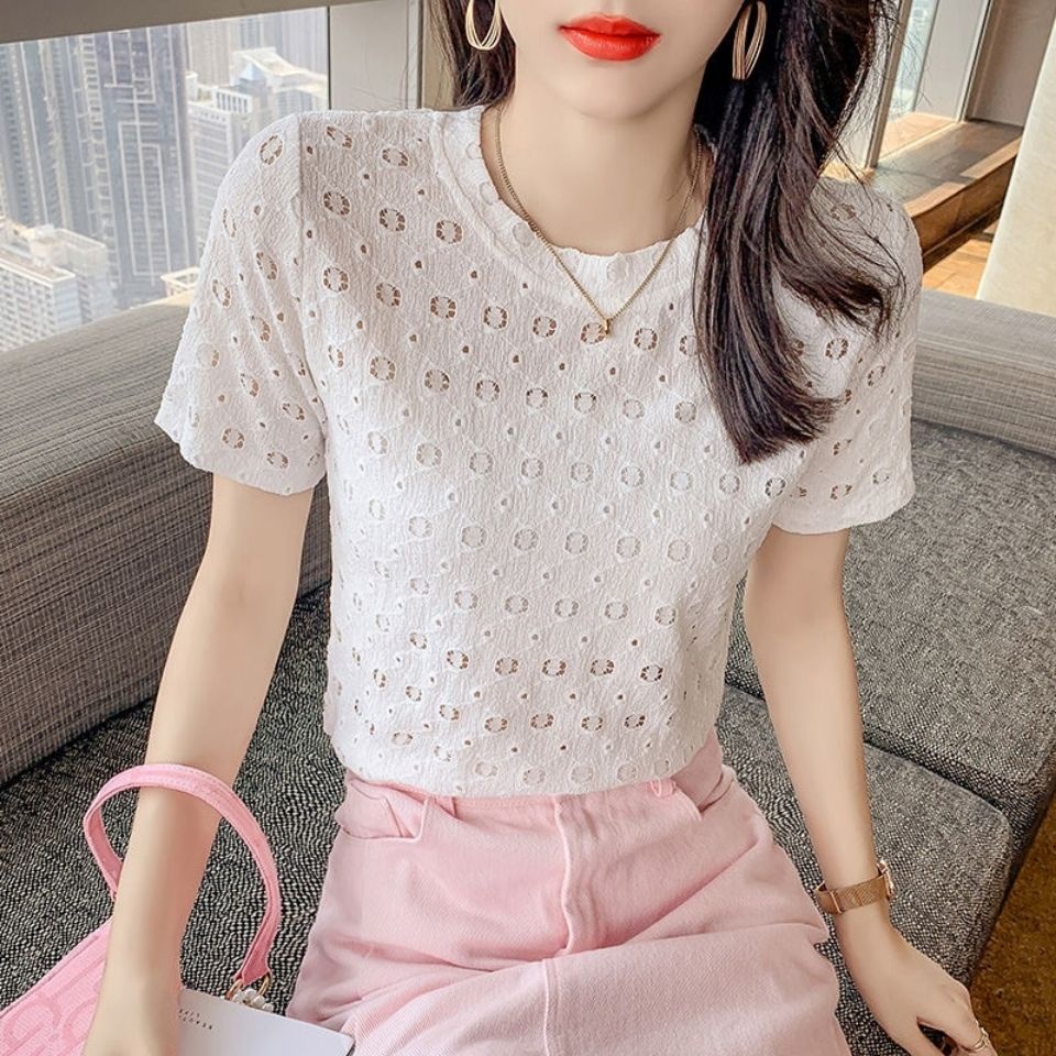 Áo Thun Nữ Ngắn Tay Cổ Tròn Thời Trang Hàn