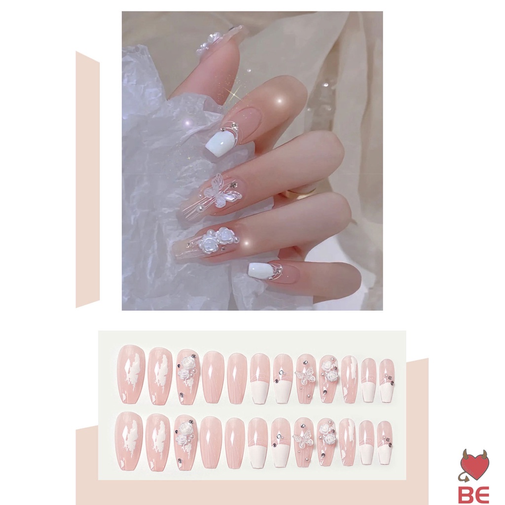 Bộ 24 móng tay giả YADORNOS trang trí bướm 3D