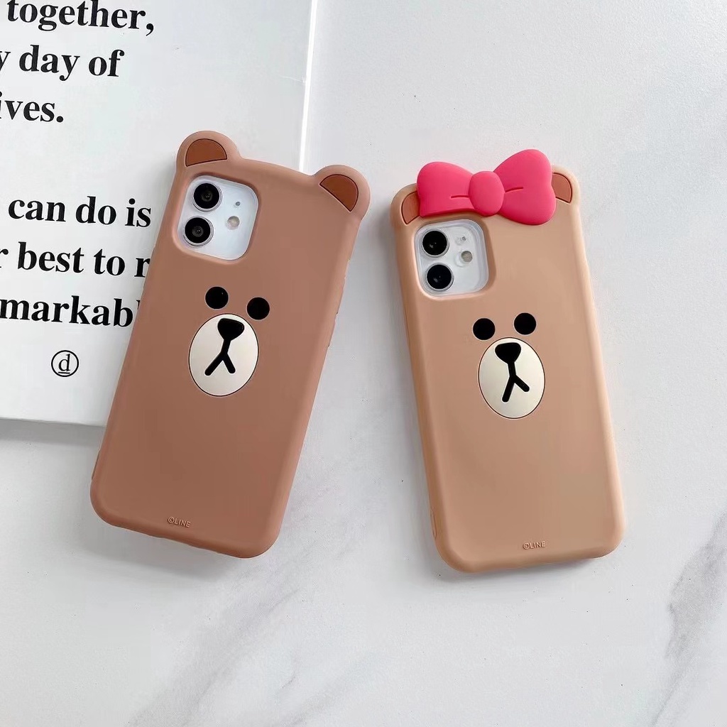 LINE FRIENDS Ốp Điện Thoại Silicon Dẻo Hình Gấu Nâu Cony Sally 3D Cho iPhone 13 Pro Max 13 Pro 13 12 Pro Max 11 Pro Max