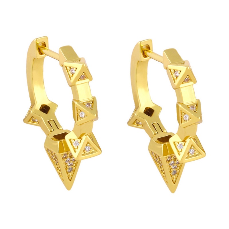 Bông Tai Hình Học Đính Đá Zircon Phong Cách Âu Mỹ