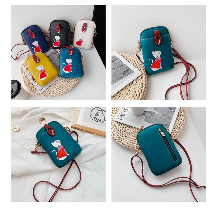 Túi Đeo Vai mini Đựng Điện Thoại Họa Tiết Hoạt Hình Dễ Thương
