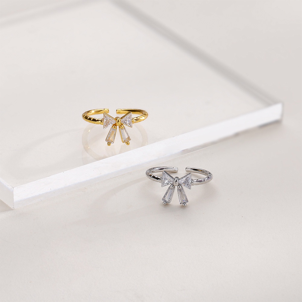 Nhẫn Hình Nơ Đính Đá Lấp Lánh Phong Cách Thời Trang Pháp