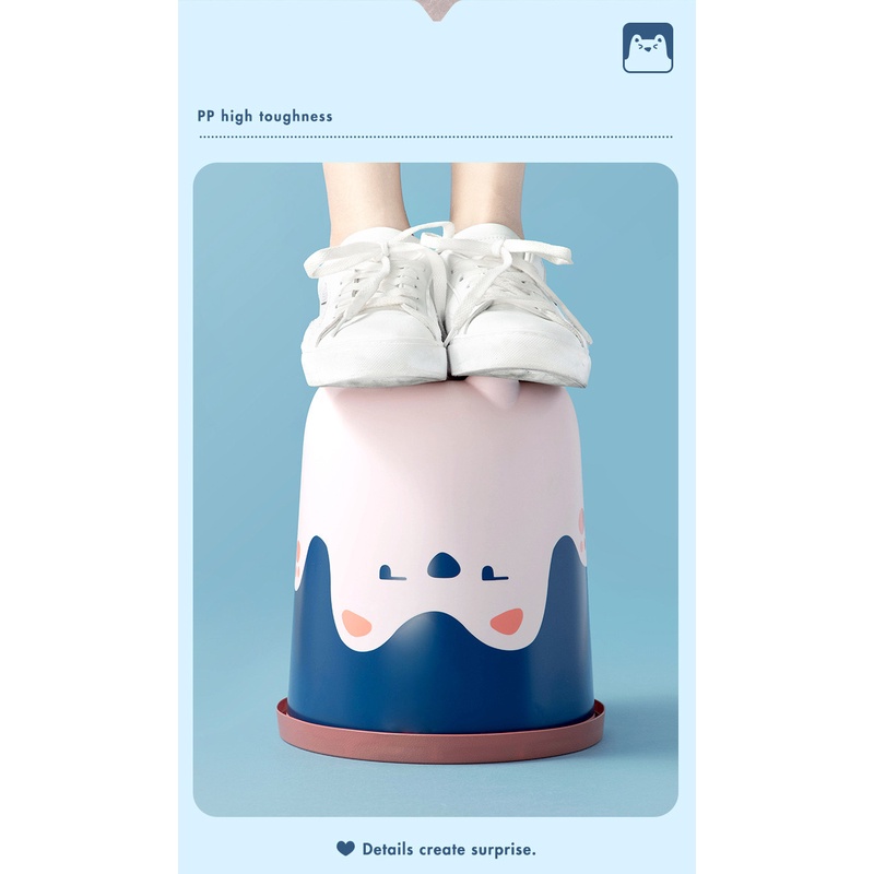 Thùng Đựng Rác Hình Tròn In Hình Gấu Hoạt Hình Sáng Tạo Cho Nhà Bếp / Văn Phòng