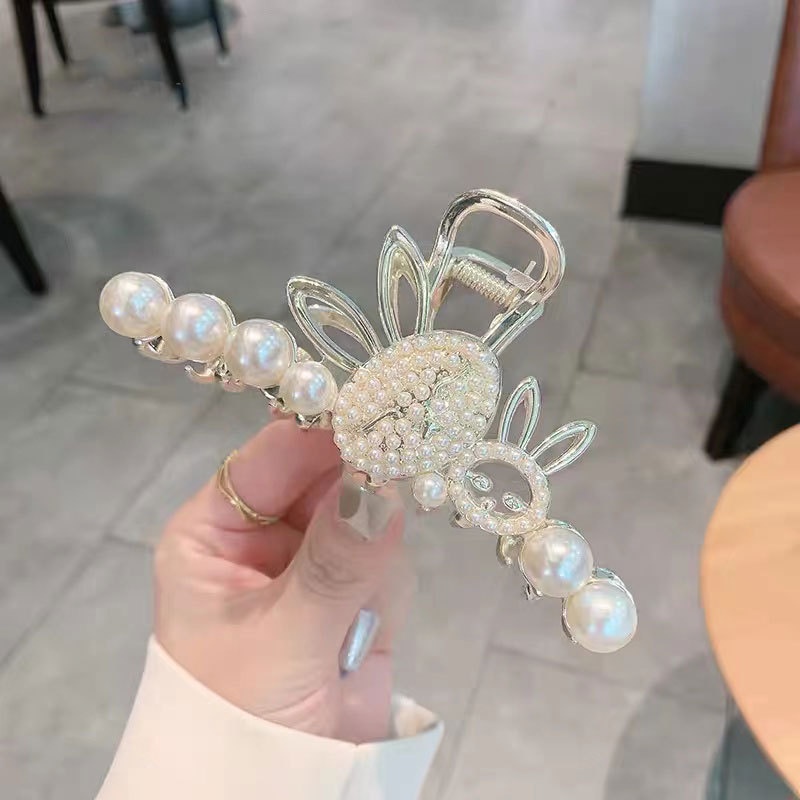 Kẹp Tóc Hình Thỏ Đính Ngọc Trai Dễ Thương Phong Cách Mới 2023