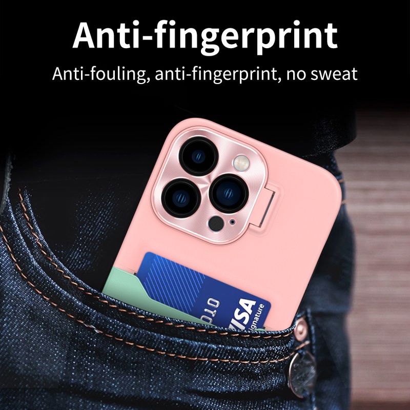 Ốp Điện Thoại Da Màu Tương Phản Có Ngăn Đựng Thẻ Bảo Vệ Camera Cho Iphone 12 Pro Iphone 14 13 Pro Max