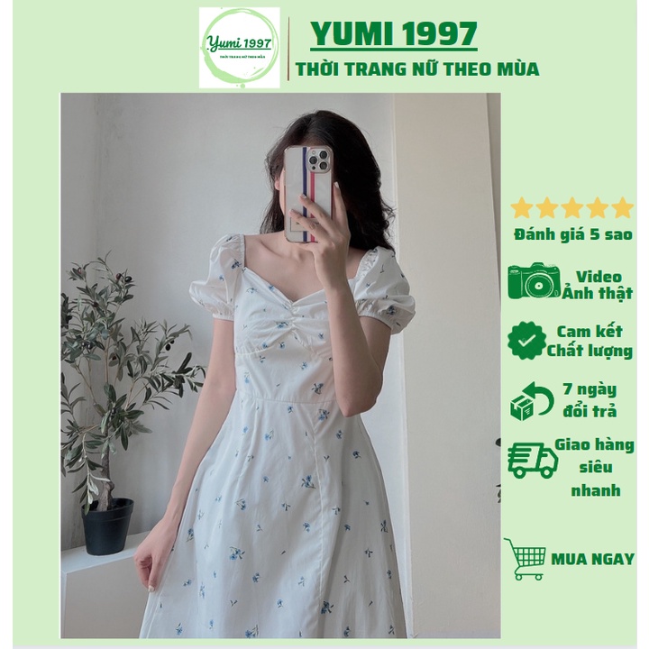 Đầm váy babydoll hoa nhí tay bồng
