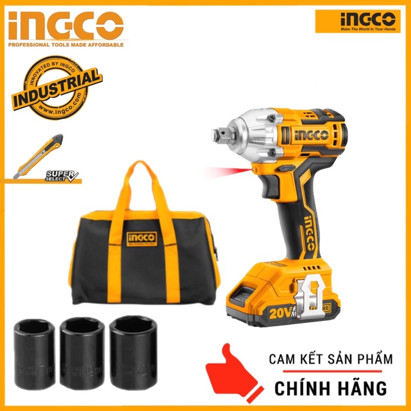 INGCO Máy siết buloong dùng pin 20V CIWLI2001