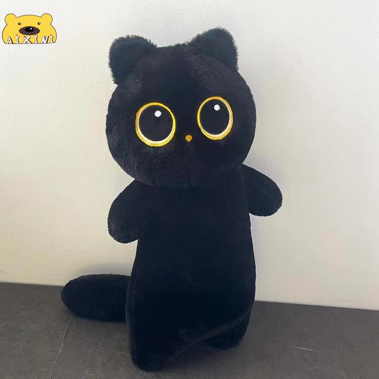 Gấu Bông Mèo Gối mèo dài, mèo đen, búp bê mèo, đồ chơi sang trọng