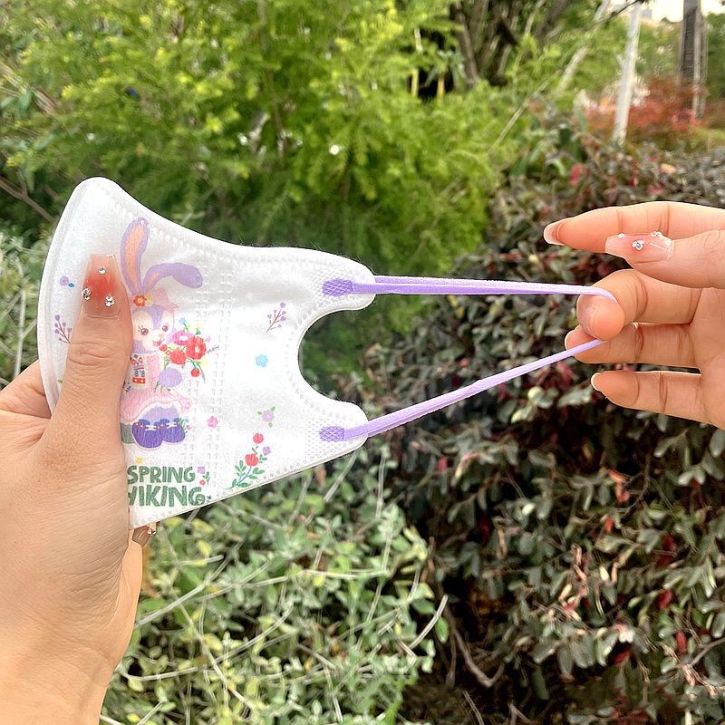 Bịch 10 Khẩu Trang In Họa Tiết Hoạt Hình 3D Dễ Thương Cho Bé