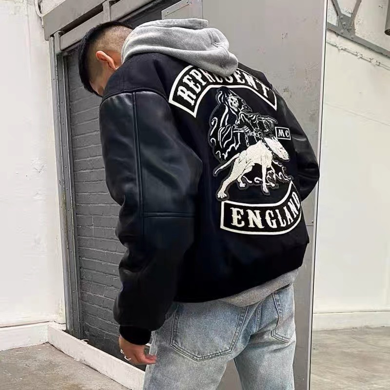 Bomber tay da form rộng , áo varsity jacket nam họa tiết thần chết cực ngầu