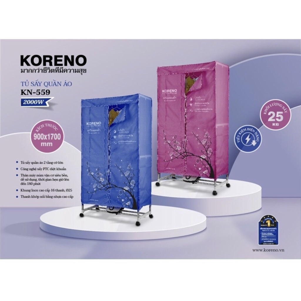 -TỦ SẤY CỠ LỚN KORENO-KORICHI 2000W CHÍNH HÃNG -BH 12 THÁNG