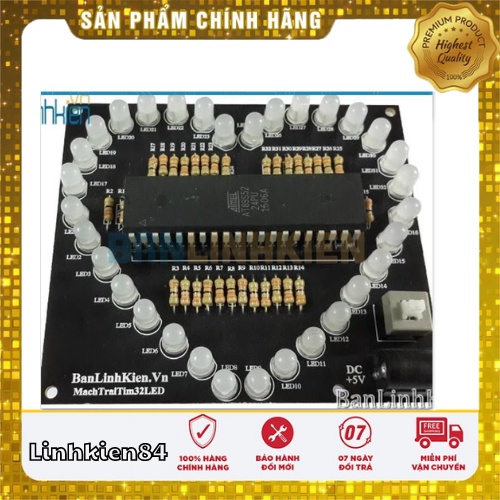 Mạch Led Trái Tim 32 Led Đã Nạp Sẵn Code