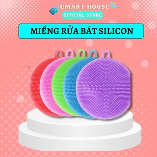 Miếng rửa bát silicon kháng khuẩn, miếng rửa chén Silicon đa năng lau chùi, cọ rửa, có quai treo thông minh