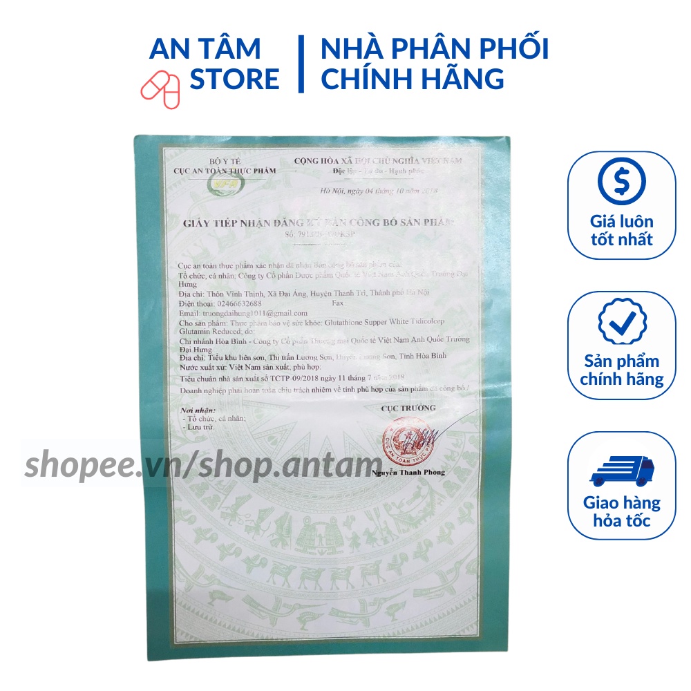 Viên Uống Trắng Da Giảm Nám Mờ Nhăn Collagen Glutathione 2000 Hộp 30 Viên