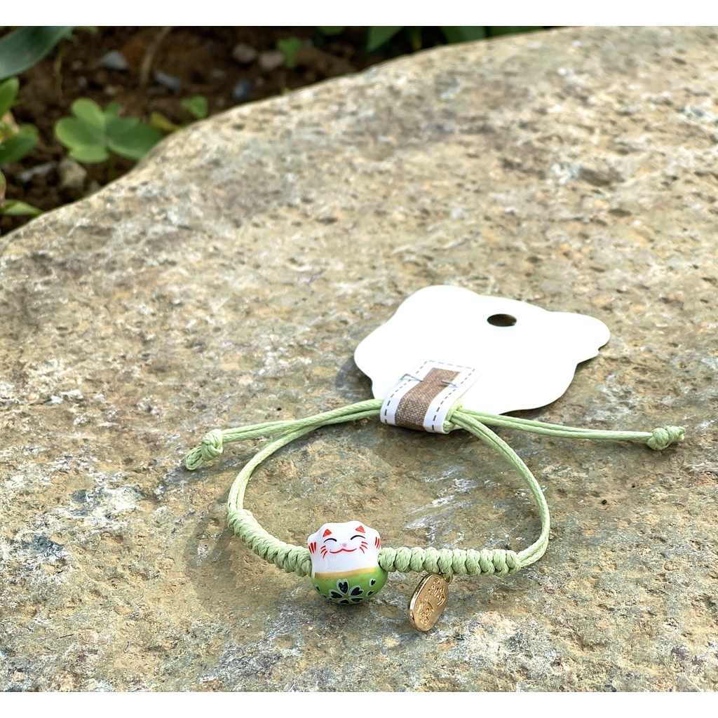 Vòng đeo tay Dây Rút Charm Mèo May Mắn cho nam nữ, đẹp, độc lạ của HanSen Accessory