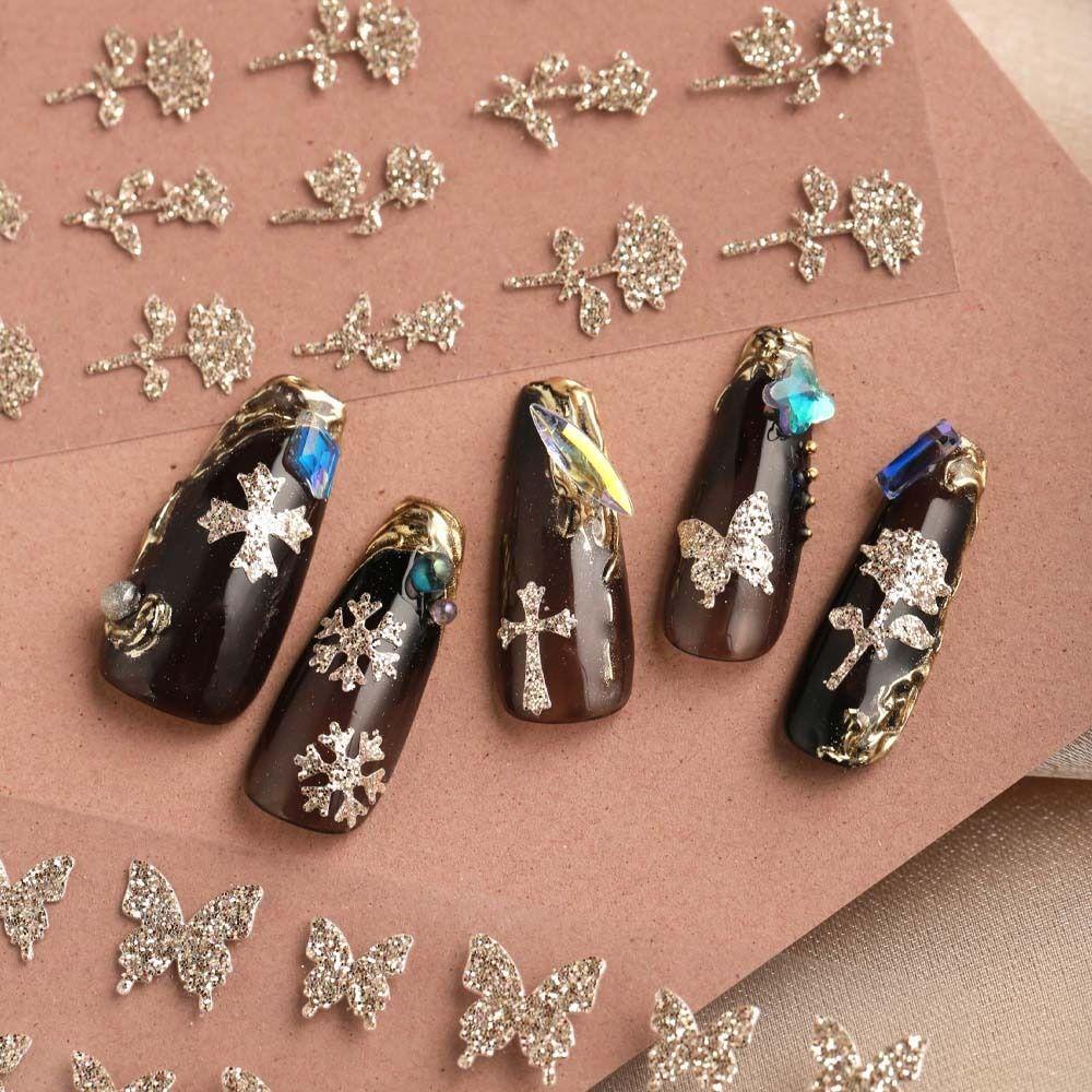 LOMBARD Miếng Dán Trang Trí Móng Tay Hình Nơ Bướm Chéo Thời Trang Dành Cho Nữ