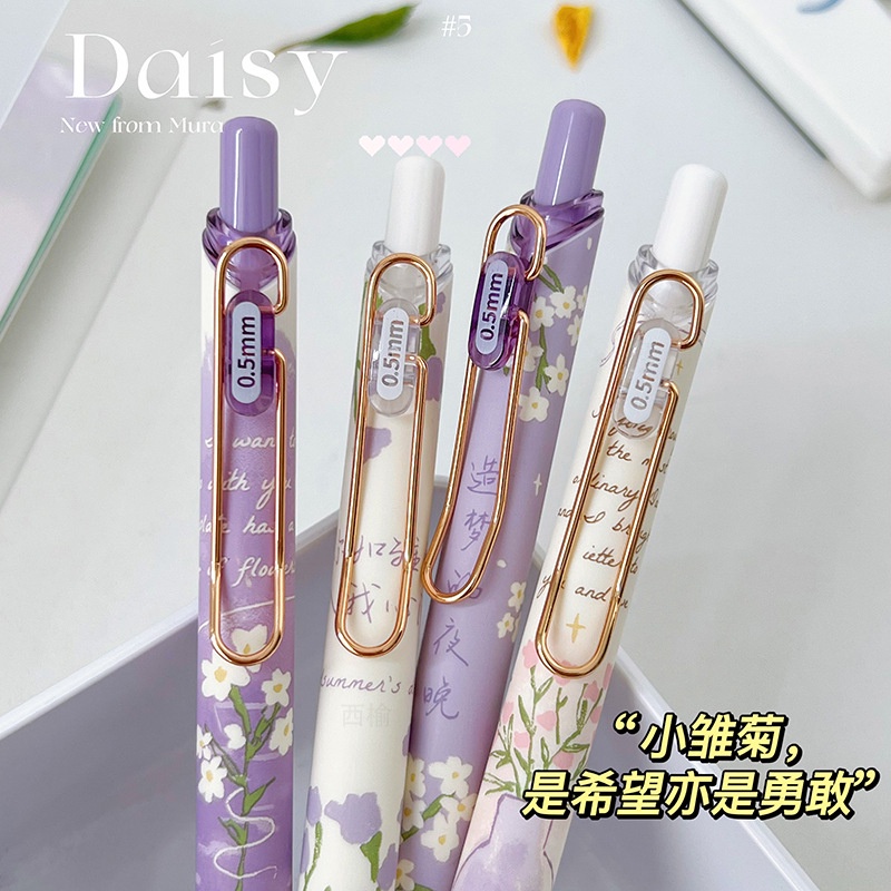 Bút gel MURA 8173 bó cúc họa mi chính hãng siêu đẹp dành cho các bạn học sinh với mức đen và ngòi 0.5mm