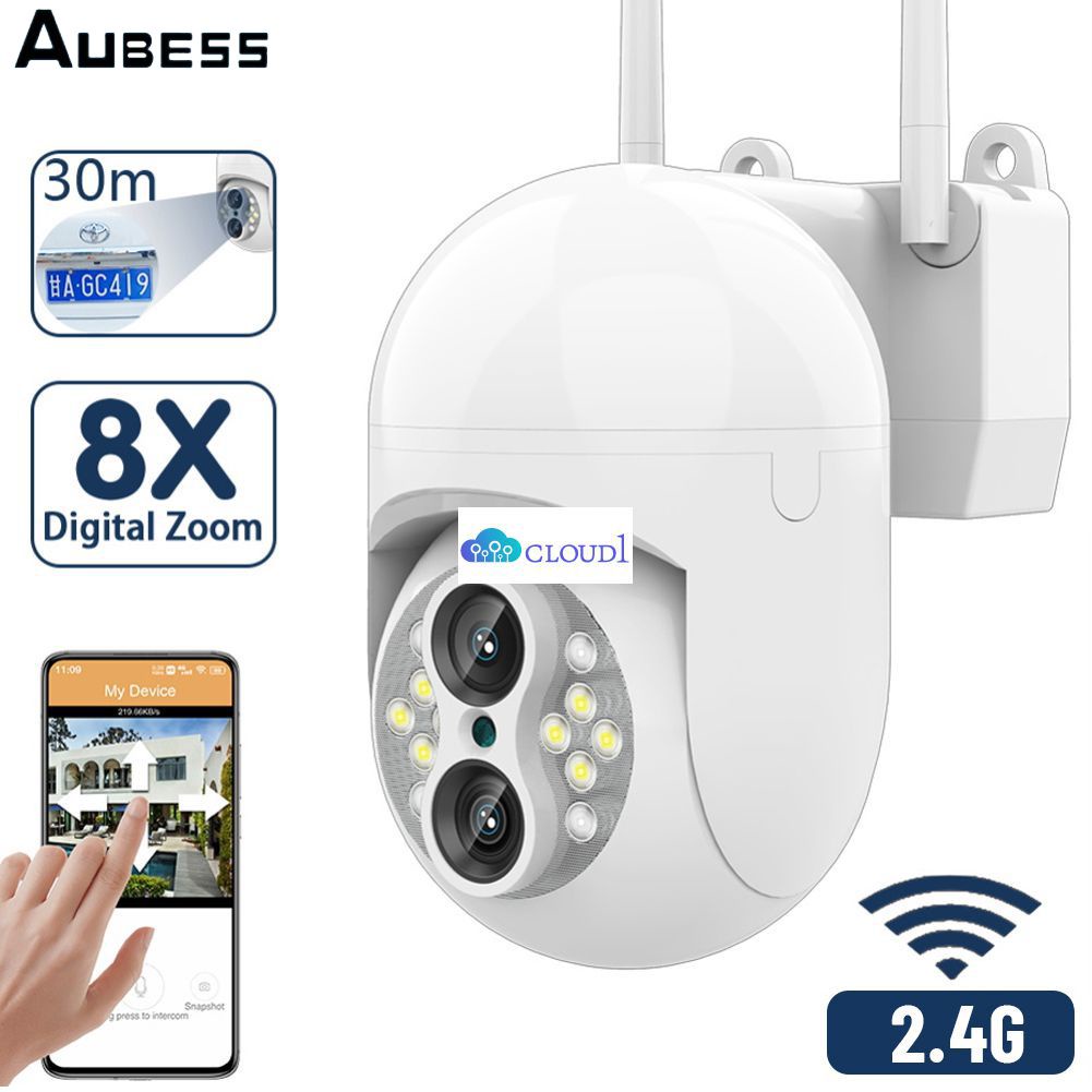 Đèn Không Dây Ống Kính Kép Hd 5mp Camera Cctv Ip Quan Sát Ban Đêm Thu Phóng 8 Lần Video Theo Dõi Tự Động Wifi Cloud1