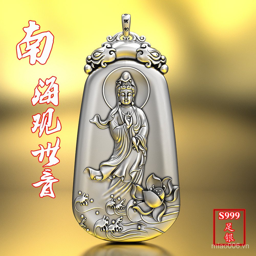 Mặt Dây Chuyền Hình Tượng Phật Bằng Bạc Tik Tok Kuaishou Live Supply Guanyin Bodhisattva Dành Cho Nam [2 / 2]