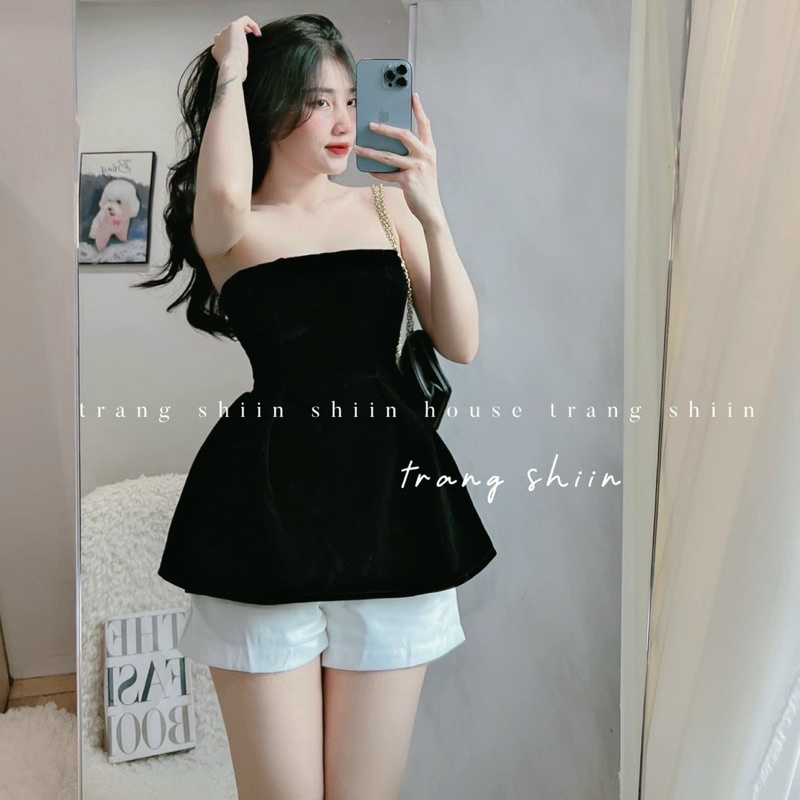 Set Áo áo Quây Nhung Dáng Xoè Phối Quần Tacta Siêu Tôn Dáng Mã CH6