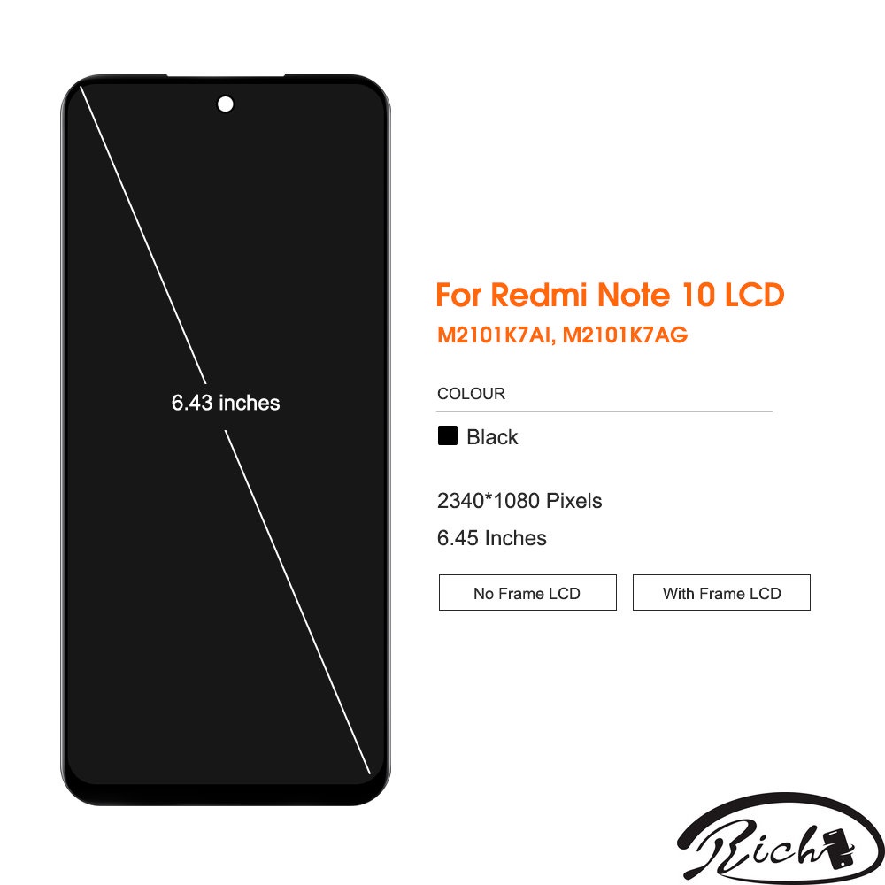 Màn Hình Cảm Ứng LCD Kèm Khung Cho Xiaomi Redmi Note 10 4G M2101K7AG Note 10S M2101K7AG M2101K7A
